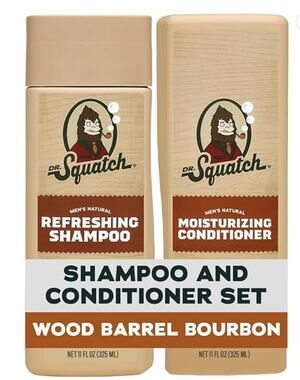 DR SQUATCH | MEN'S SHAMPOO + CONDITIONER BUNDLE | WOOD BARREL BOURBON - NEW